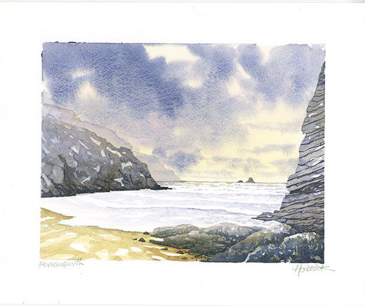 Perranporth watercolour sketch by Jon Huldrick Wilhelm