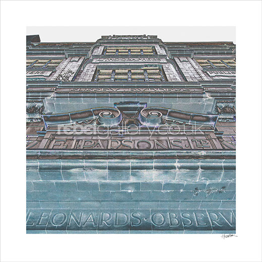 Solarised photograph of the Hastings Observer building by Hastings Photographer Jon "Huldrick' Wilhelm.
