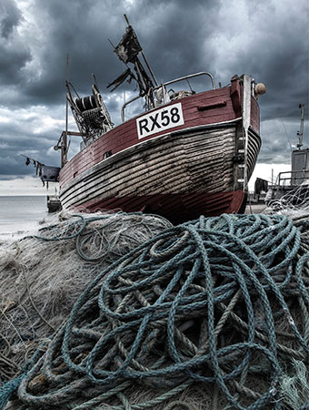 "Old Rope". Photograph of Hastings trawler RX58 by Hastings Photographer Jon "Huldrick' Wilhelm.
